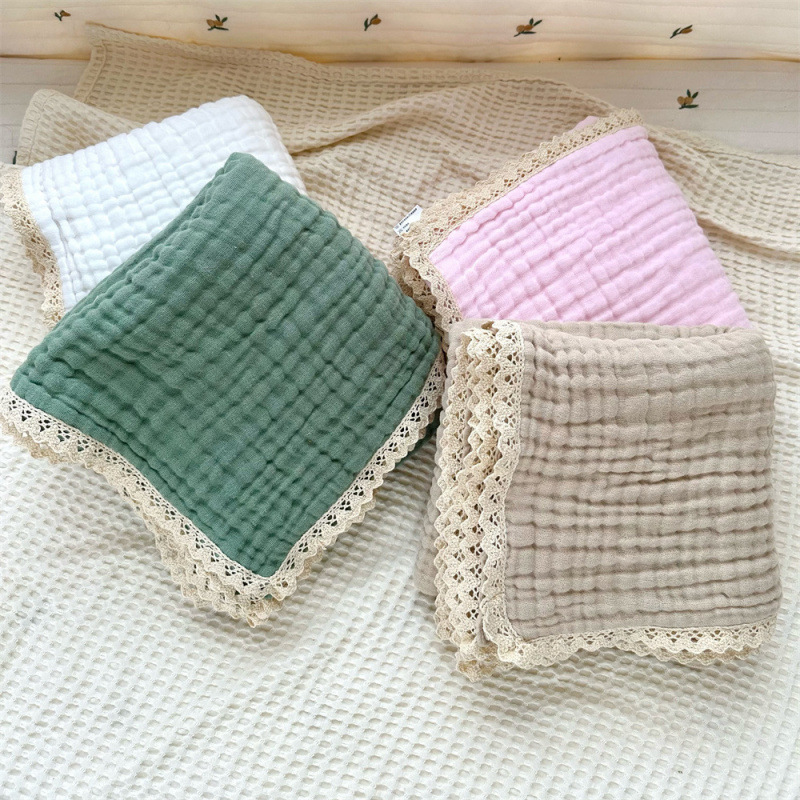 Baby six-layer gauze cotton lace blanket swaddling towel baby stroller cover blanket bath towel ins style photo blanket