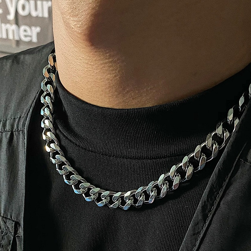 Titanium Steel Cuban Chain Necklace For Men Waterproof Accessory_voghion.com