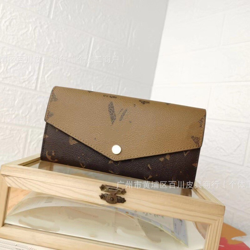 Foreign Trade Supply Lujia Color Matching Envelope Wallet European and American Fashion Ladies Card Holder Wallet Original Old Flower Bean Wallet