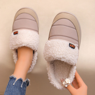Cross-border New International Brand Thickened Fleece Tongue Design Dopamine Color Matching Sports Slippers for Men and Women