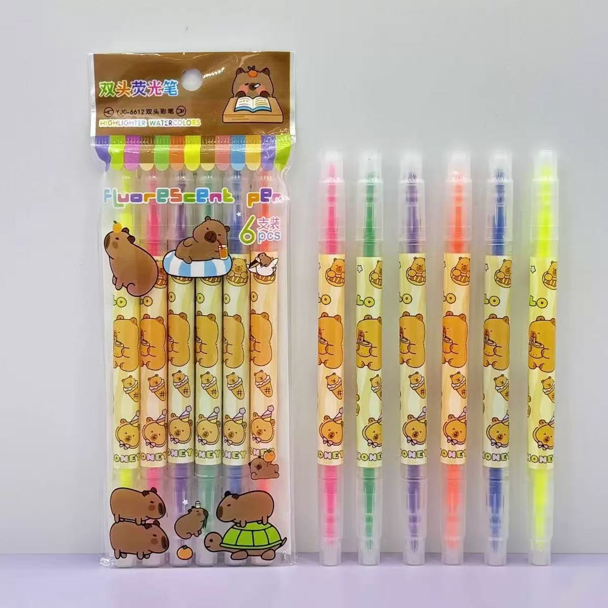 Kolomi doble cabeza 6 bolígrafo marcador adorable Sanliou bolígrafo de señalización de los estudiantes