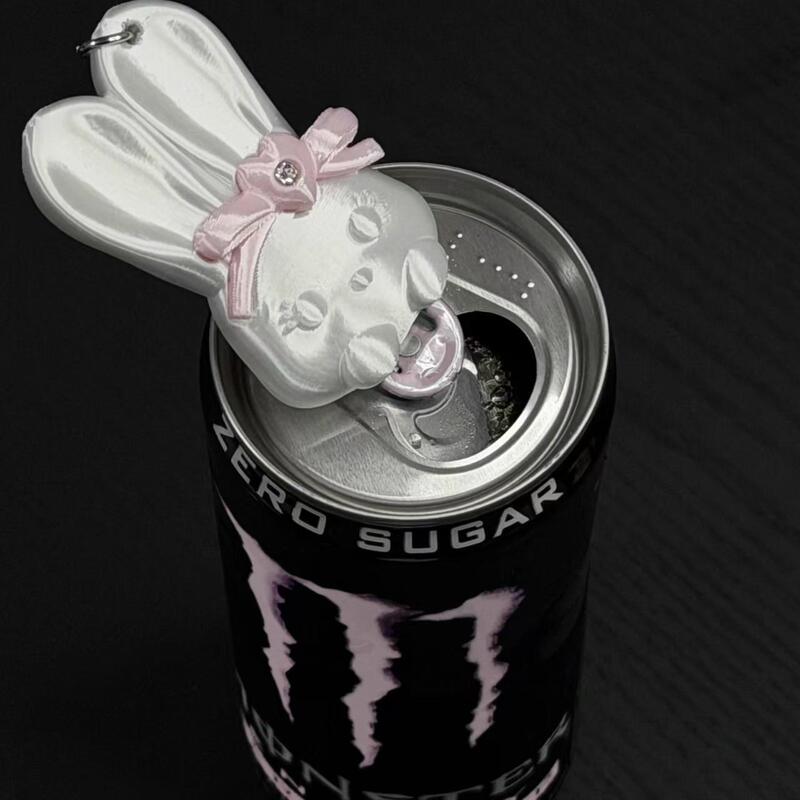 3D printed rabbit-shaped can opener, cute bunny head multi-functional practical keychain bottle opener 3D printed rabbit-shaped can opener, cute bunny head multi-functional practical keychain bottle opener