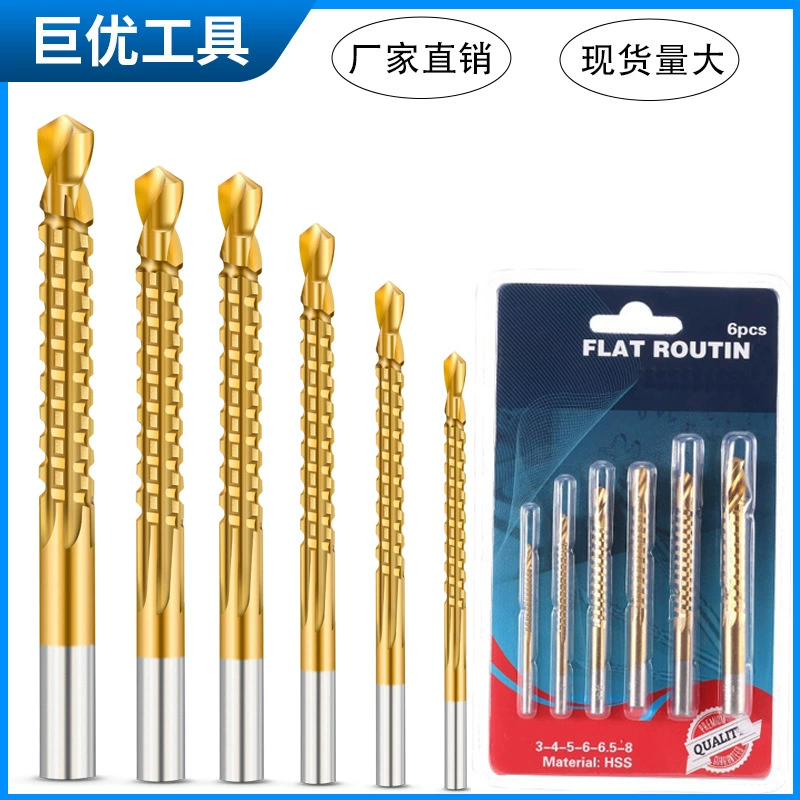 Зубчатое спиральное сверло из быстрорежущей стали с круглым хвостовиком Набор из 6 предметов Сверло для деревообработки с канавками зубчатое спиральное сверло с прямым хвостовиком
