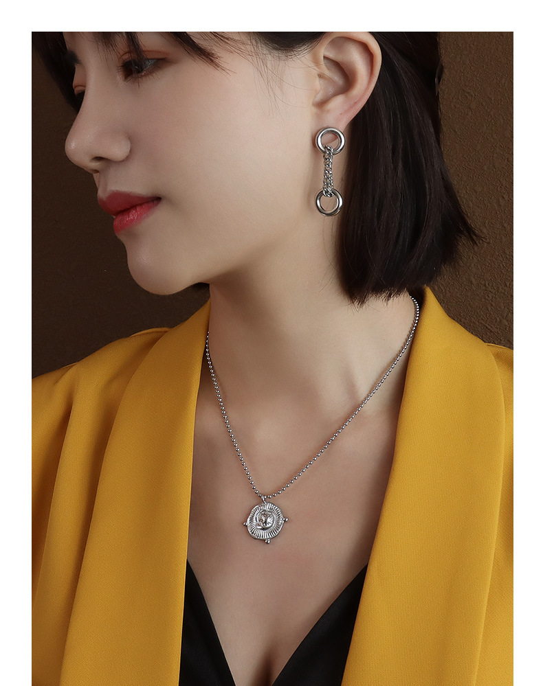 Irregular Geometric Pendant Necklace In Gold Titanium Steel_voghion.com
