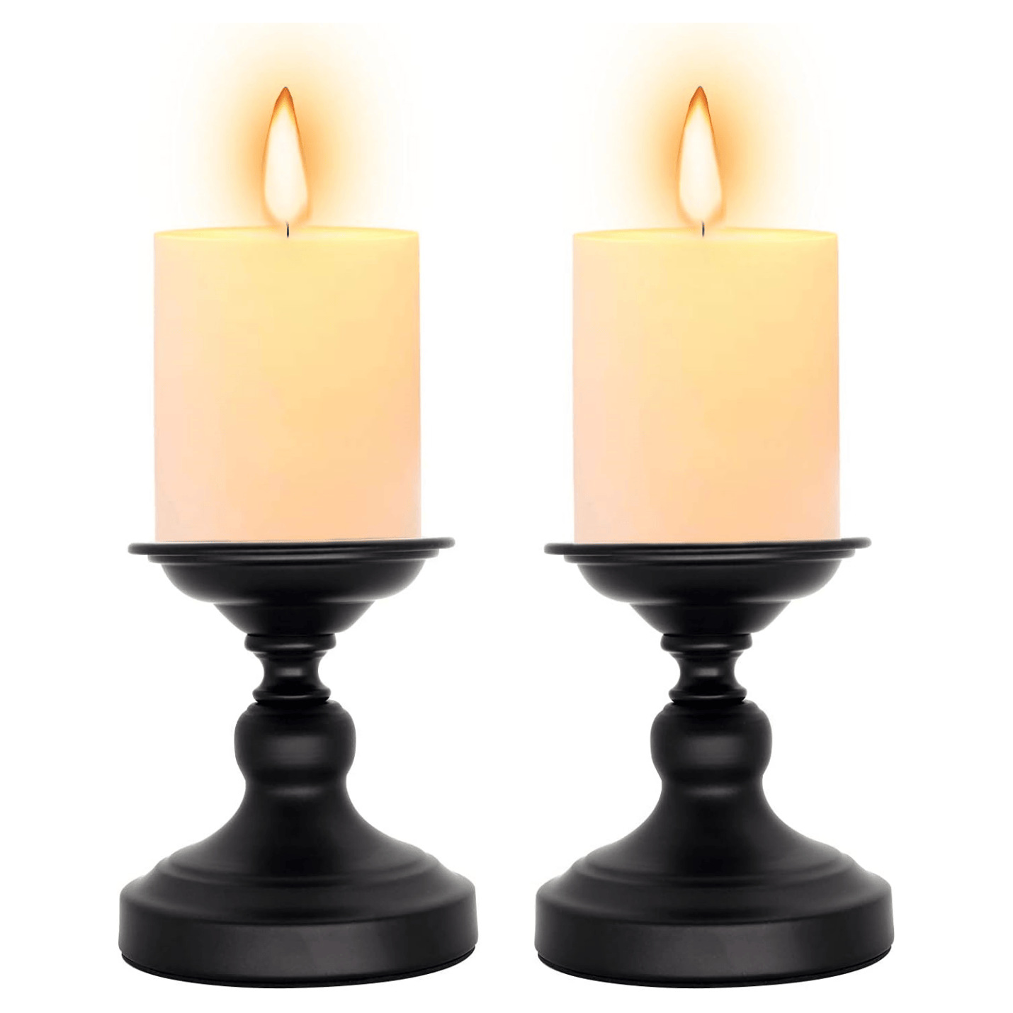 Metal negro mate candelabre columnar para decoración de mesa de café en el hogar, decoración de comedor, sala de estar, decoración central