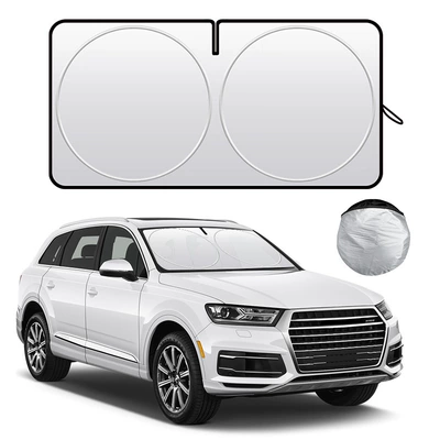 Car sun visor titanium silver double-ring windshield sun visor front gear sun protection and heat insulation foldable summer supplies
