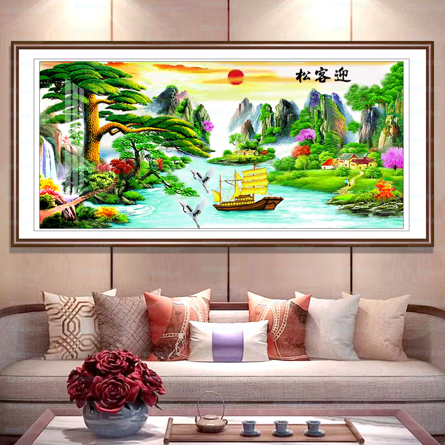 Monalisa Royal Cruz puntada bienvenida Pino nueva versión estilo Nacional Gran Salón paisaje pintura decorativa hecha a mano image 7