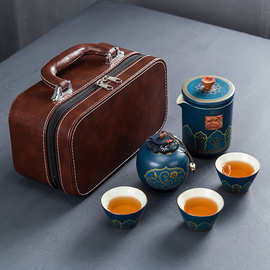 便携旅行茶具套装一壶三杯快客杯户外商务礼品伴手礼可印公司LOGO