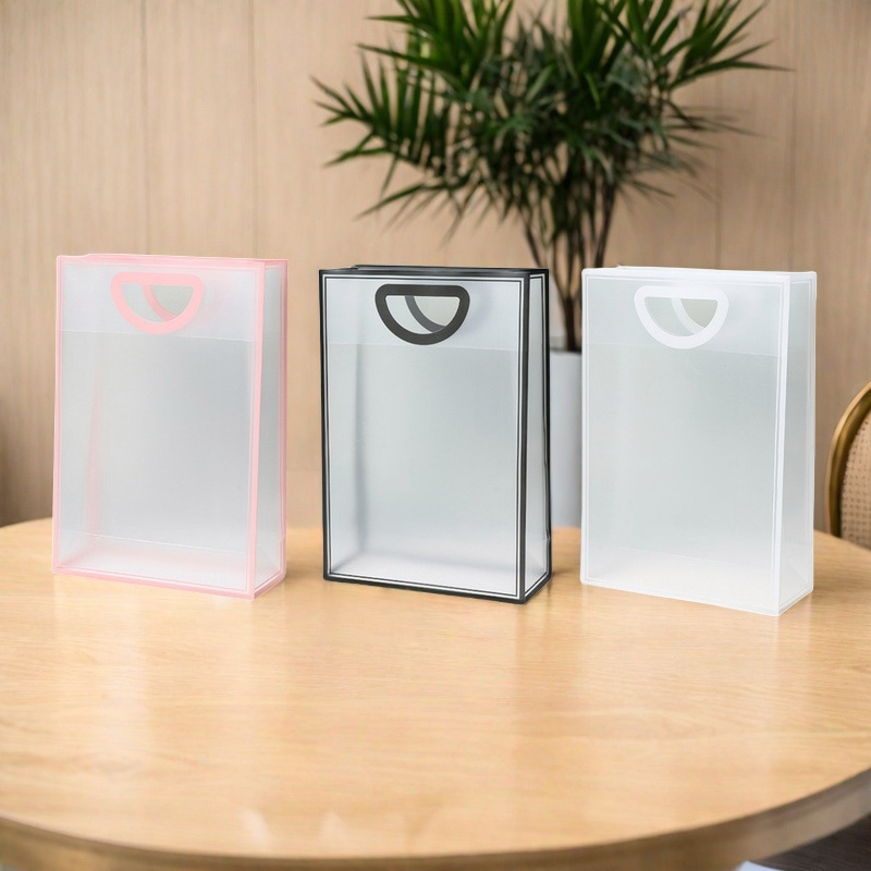 跨境透明PP手提袋服装透明手提袋伴手礼袋现货派对手提袋