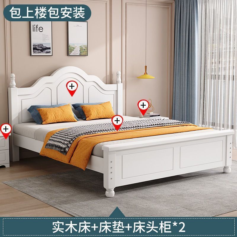 Dormitorio principal moderno y simple cama doble cama de madera maciza cama de alquiler económico cama individual madera maciza