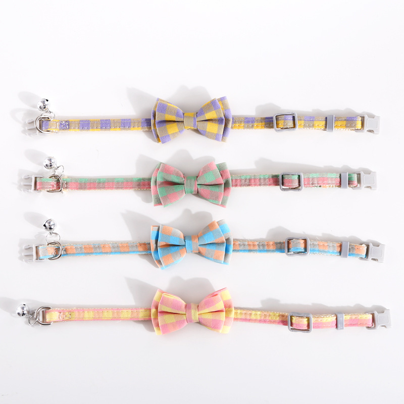 Pet fresco cuadrado británico doble collar de arco desmontable gatos perros corbata de campana ajustable