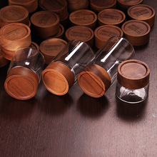 实木食品级玻璃储物罐咖啡豆杂粮茶叶罐密封罐日式厨房带盖收纳瓶