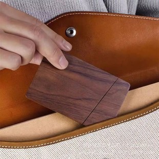 Black Walnut Solid Wood Creative Lighter Business Card Box Personalized Portable Wooden Business Gift High-End Business Card Holder