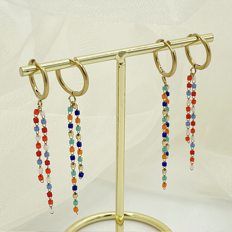 Fashion Geometric Stainless Steel Plating Natural Stone Drop Earrings 1 Pair