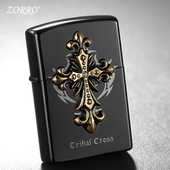 佐羅防風煤油打火機個性黑冰天使十字架男士創意火機送男友禮物潮