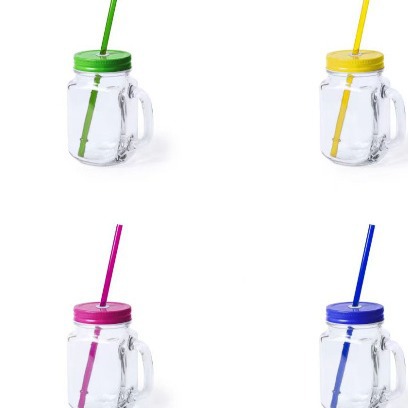 Venta al por mayor Amazon Gallo taza vidrio Mason taza gradiente color mango taza bebida leche té taza imprimible