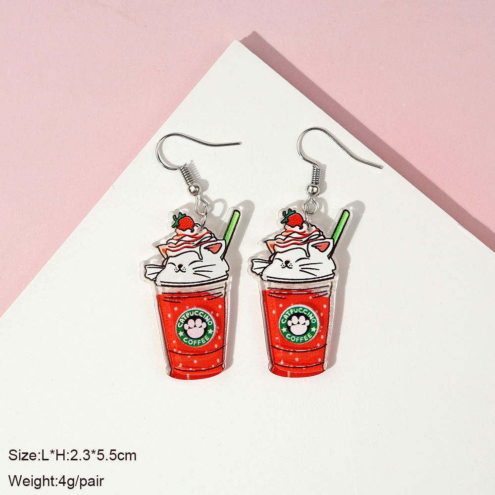1 Pair Cute Milky Tea Bottle Letter Rainbow Arylic Drop Earrings display picture 7