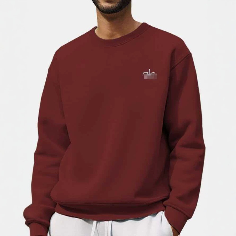 2025 Cross-Border Alo Autumn and Winter New Basic Simple Versatile Style Embroidered Letter Logo Long-Sleeved Round Neck Fleece Sweatshirt