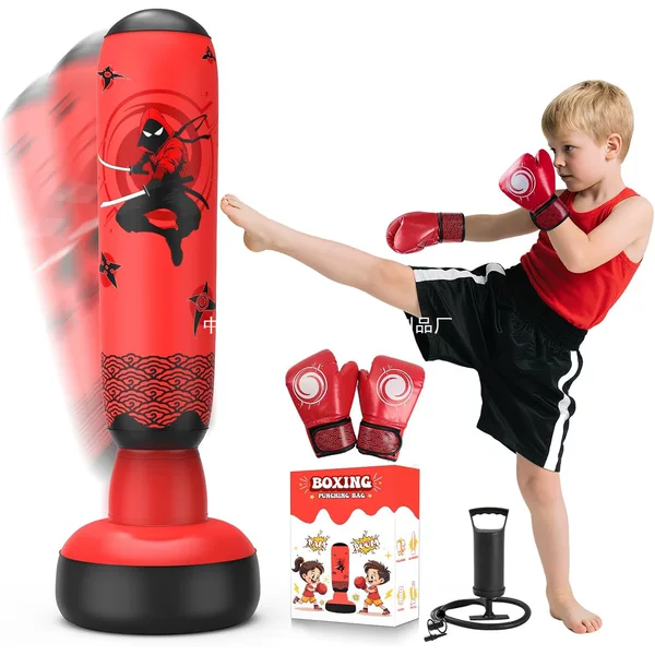 67 Inch Inflatable Punching Bag for Kids 3-12, Standing Boxing Bag