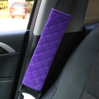 and Comfortable Quilted Car Seat – Seat belt shoulder pad - a-pair-of-purple-plaid-embroidered-shoulder-pads-256cm