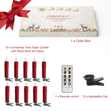 圣诞树蜡烛电子蜡烛AA电池蜡烛灯闪烁火焰头装饰蜡带遥控器和夹子