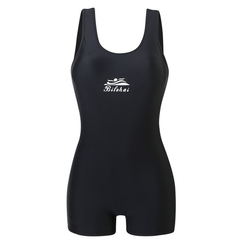 New nylon professional high elastic swimsuit hot spring conservative women's swimwear large size sexy cross back boxer swimsuit