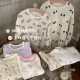 Autumn 2024 New Bread Rabbit Class A 100% Cotton Gauze Crewneck Cartoon Children's Home Clothes suit Wholesale