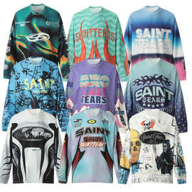 24S跨境欧美潮牌字母涂鸦满印长袖t恤vintage男女美式高街打底衫