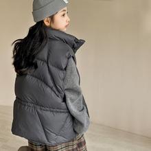 儿童羽绒马甲秋冬女童加厚背心外穿冬季新款中大童白鸭绒上衣外套