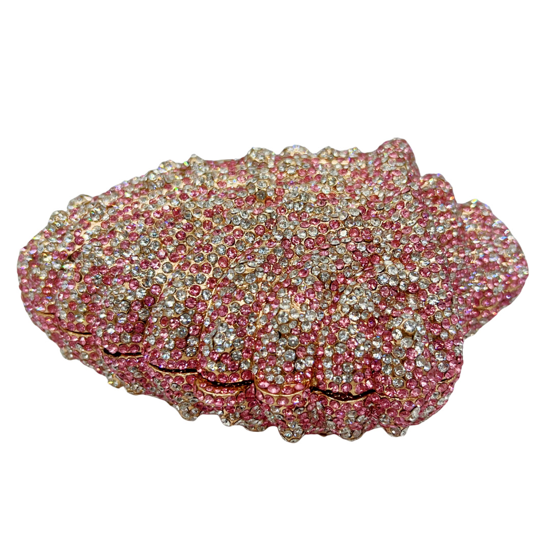 Clutch nữ hình vỏ sò đính đá dạ hội cầm tay — màu vàng, màu hồng, tím hoa violet, tùy chỉnh màu khác chi tiết 8