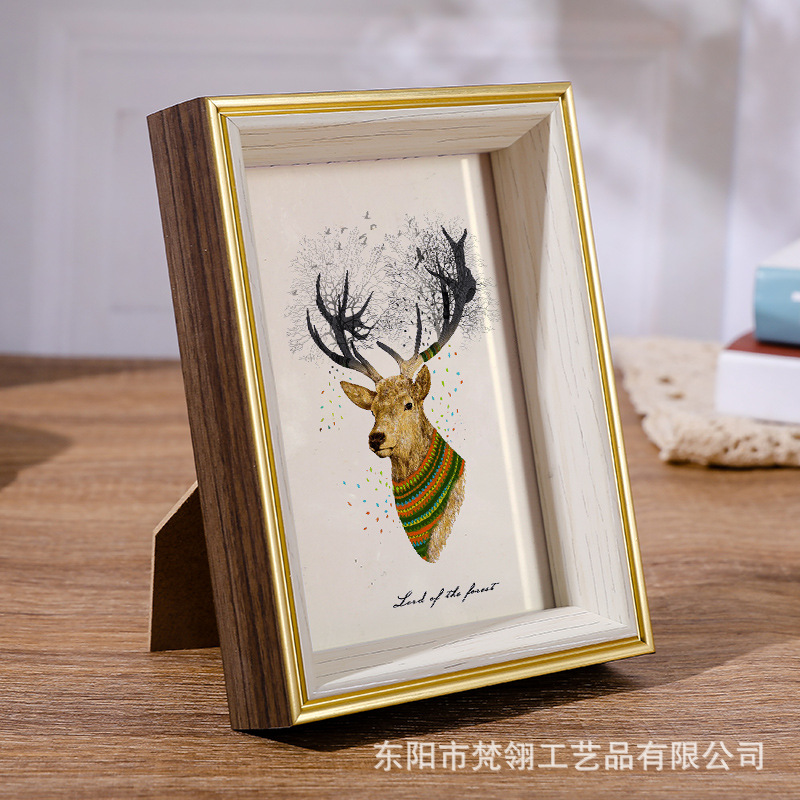 跨境简约相框摆台5寸6寸7寸diy画框挂墙照片墙长方形影楼画框批发