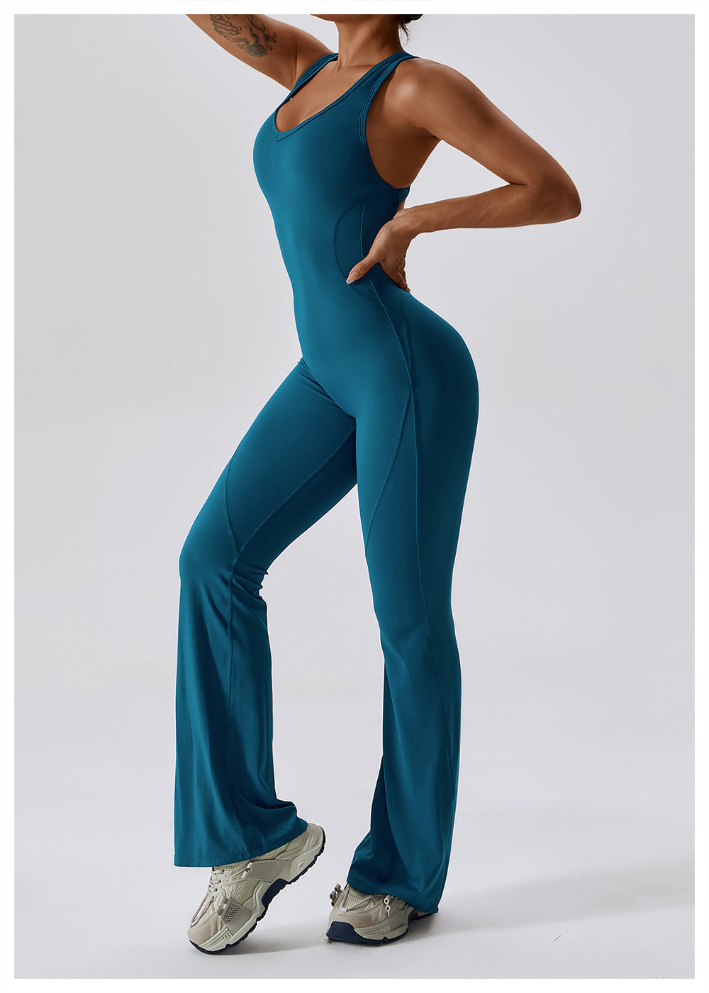 Simple Style Classic Style Solid Color Nylon U Neck Tracksuit Jumpsuits display picture 10