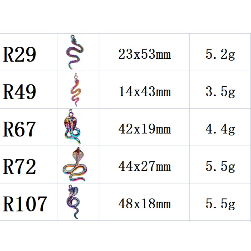 DIY Jewelry Accessories Classification 5 PCS/Package Quantity Alloy Material 5 PCS/Package 14*43mm 23*53mm 48*18mm Alloy Snake Pendant