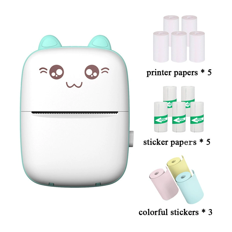 Handheld Photo Printer Mini Portable Thermal Printer, Cute Cat Design, Models A8C/C19/C25
