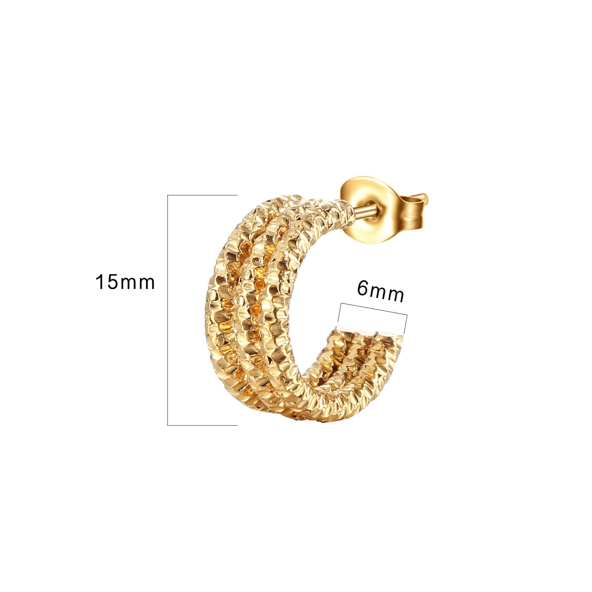 304 Stainless Steel Ear Needle Material 18K Gold Plating Material PVD Coated 18K Gold Real Gold Plated C Shape 201 Stainless Steel Fashion Waterproof Non Tarnish Ear Studs
