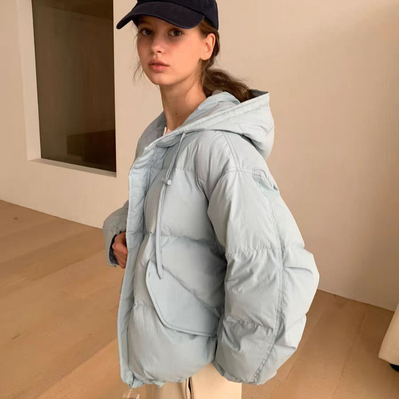 In Stock 2025 Winter New Korean Style Ga*Rielle Loose Solid Color Hooded 90 Duck down Jacket for Women