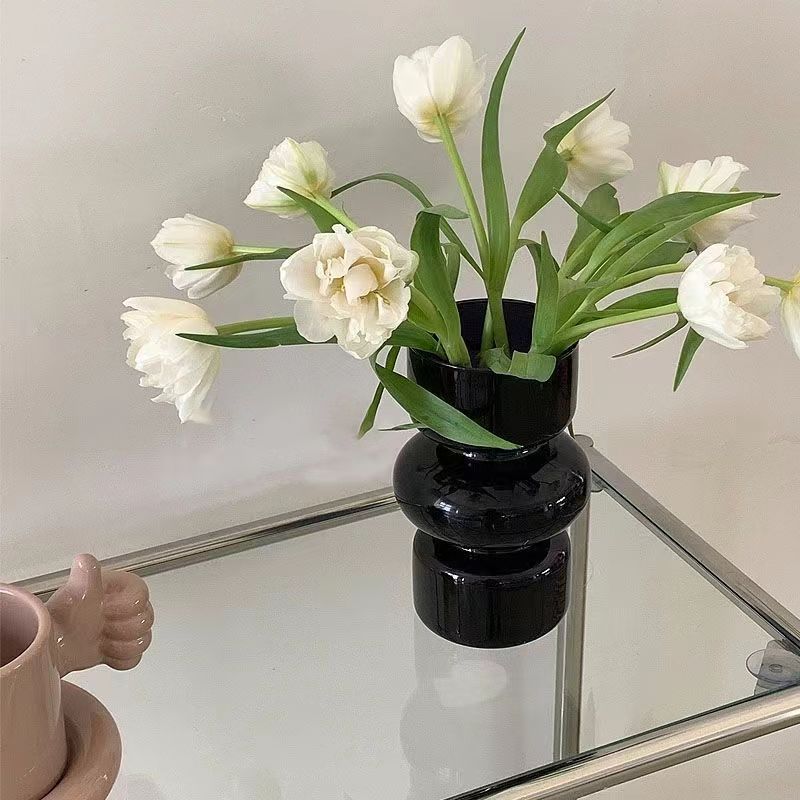 ins風中古玻璃花瓶批發高級感客廳裝飾插花復古小花瓶工藝品擺件