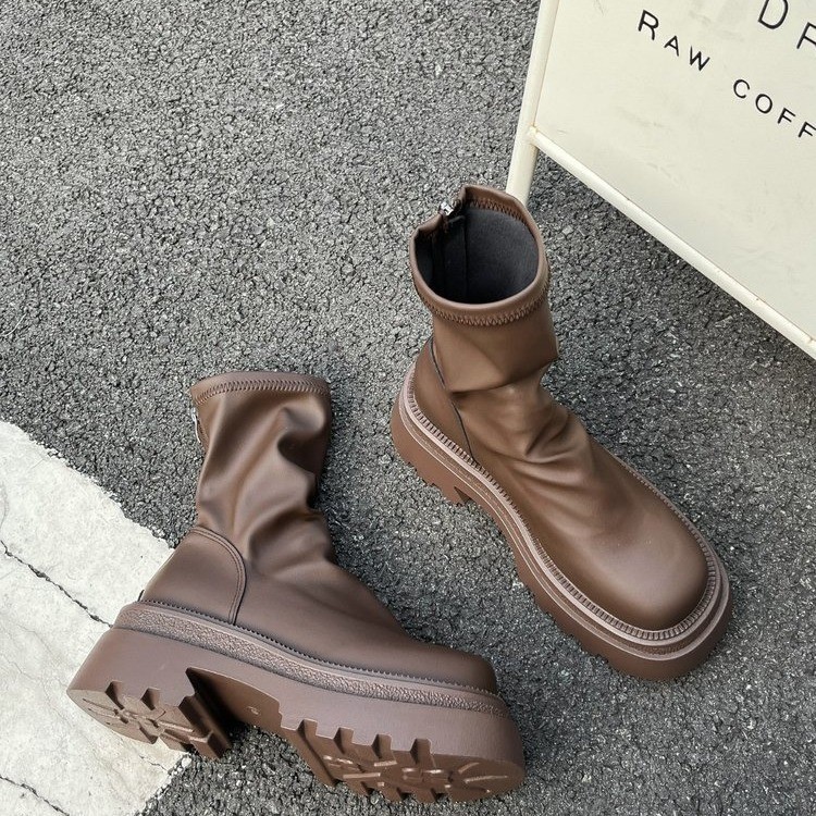 2024 Early Spring New Korean Folded Thick Heel Thick Sole Short Slender Boots Sexy Trendy Comfortable Fashion Boots_voghion.com