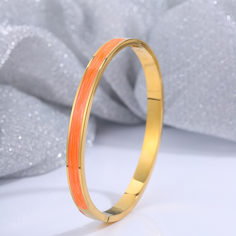Pulsera de Esmalte 18K de Acero de Titanio Impermeable Hipoalergénica image 4
