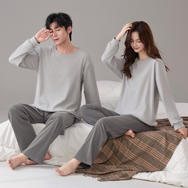 Pajamas de pareja otoño y invierno de ternudo catiónico de manga larga rayas oscuras de alta calidad caliente conjunto de ropa de hogar caliente