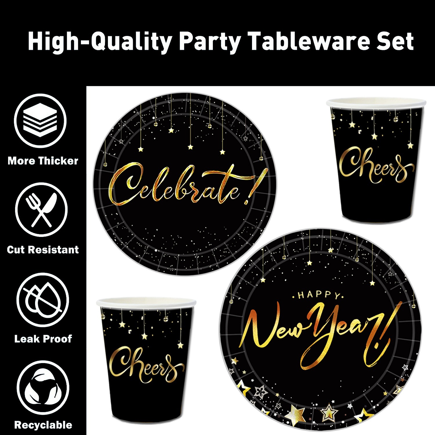 New Year Letter Paper Party Tableware display picture 5