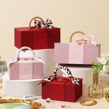 小红书皮质化妆箱伴娘伴手礼盒结婚喜糖盒空盒粉色