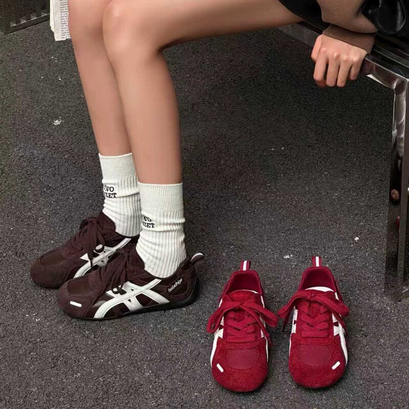 韩版真皮厚底阿甘德训鞋女2025秋新款轻便舒适户外网红增高休闲鞋|undefined