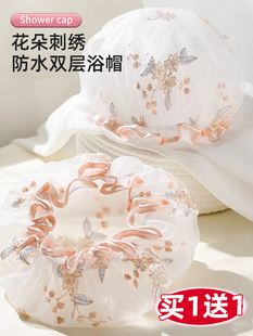 Shower Cap for Women Waterproof Bathing Double-Layer Thickeneded Household Hair Drying Adult and Kidsren's Shower Cap Hair Mask Cap 2025 New Style
