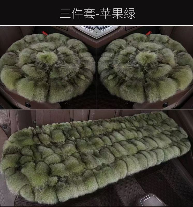 轻奢狐狸毛汽车坐垫秋冬季圆垫款方垫款三件套保暖单片真毛座椅垫|undefined