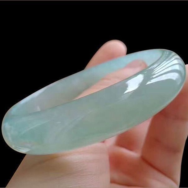 [fast delivery] natural genuine goods ice jade color light green jade bracelet female genuine wangfu jade bracelet jade color light