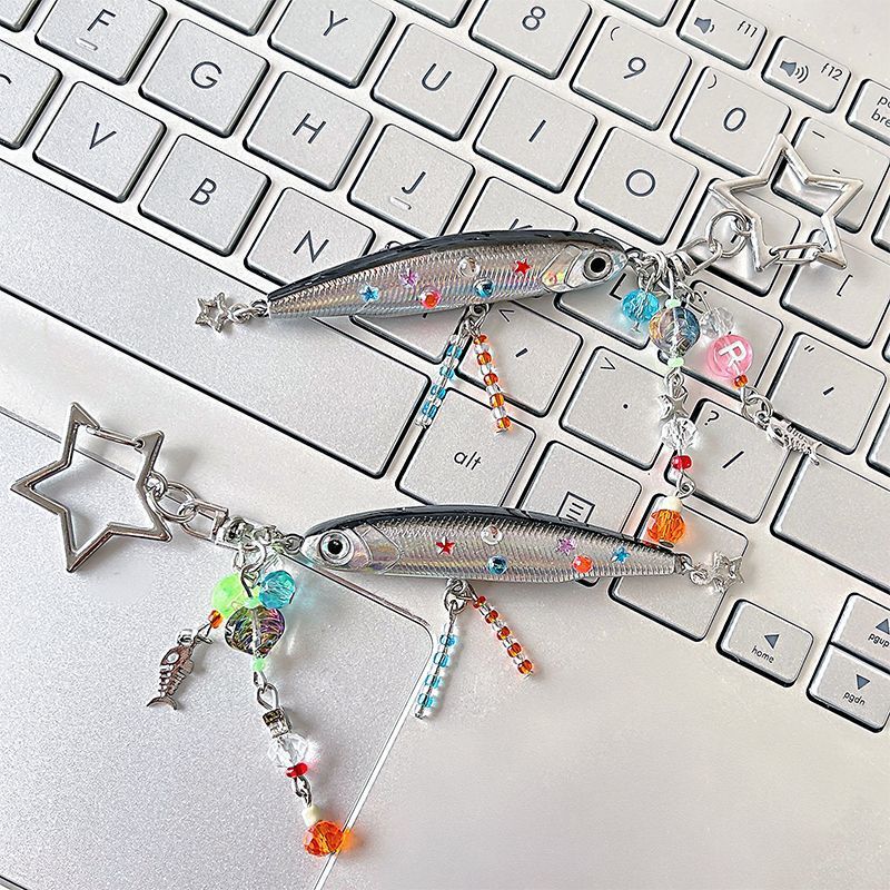 Funny and Creative Small Fish Pendant Keychain, Jingle Fish Pencil Lure, Fishing Bag Pendant, Cute and Funny