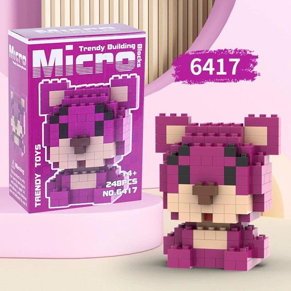 Micro diamond building blocks plum red bear 417