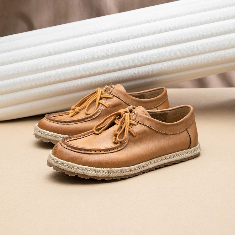 Мужская обувь однослойная новая повседневная кожаная обувь легкая нескользящая, износостойкая и удобная доска обувь воловья шнуровка модная кожа ручной работы