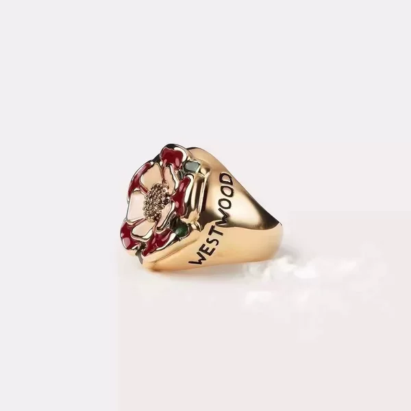 Empress Dowager Colored Enamel Vintage Rose Ring Ring Enamel Saturn Vivian Duze Refined Middle Ages